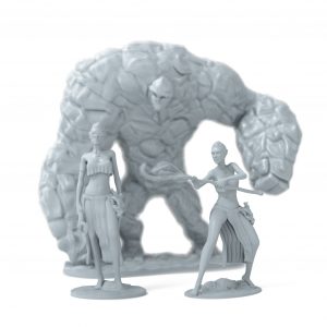 golem y druida elfa para dnd